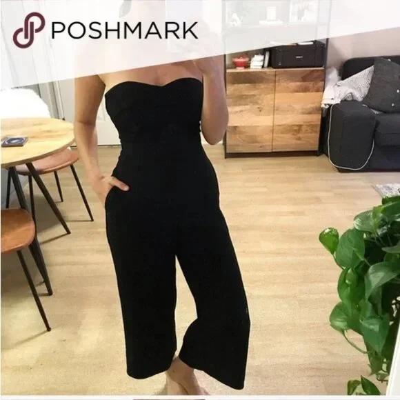Aritzia Black Strapless Wide-Leg Jumpsuit - Picture 4 of 9